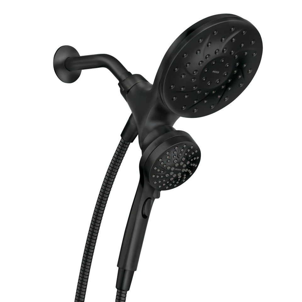 Moen Engage 2-in-1 main showerhead in matte black for versatile bathing