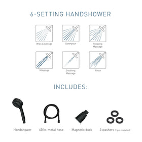 Six-function spray settings on Moen Engage for customizable showers.
