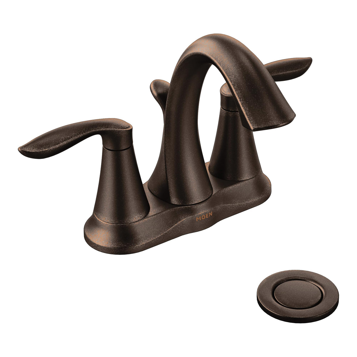 Moen Eva faucet in oil-rubbed bronze wide view showing timeless bathroom upgrade