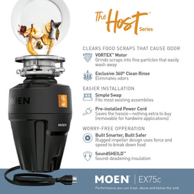 Moen EX75C dishwasher inlet provides easy access for smooth cleanup.