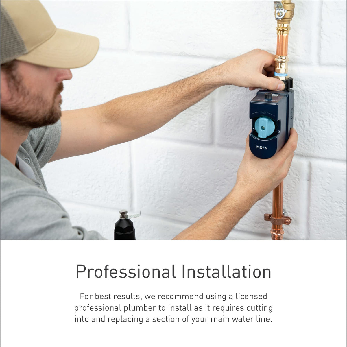 Moen Flo automatic shutoff feature helps prevent water damage by cutting supply when needed.