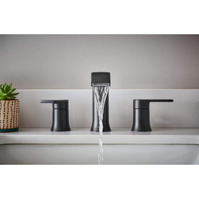 Moen Genta 84763BL two-handle detail for precise water control.