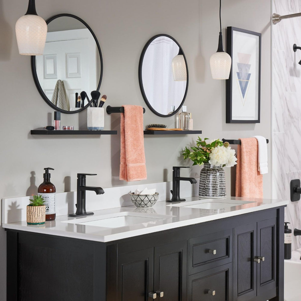 Moen Genta LX bold matte black finish suits modern bathrooms.