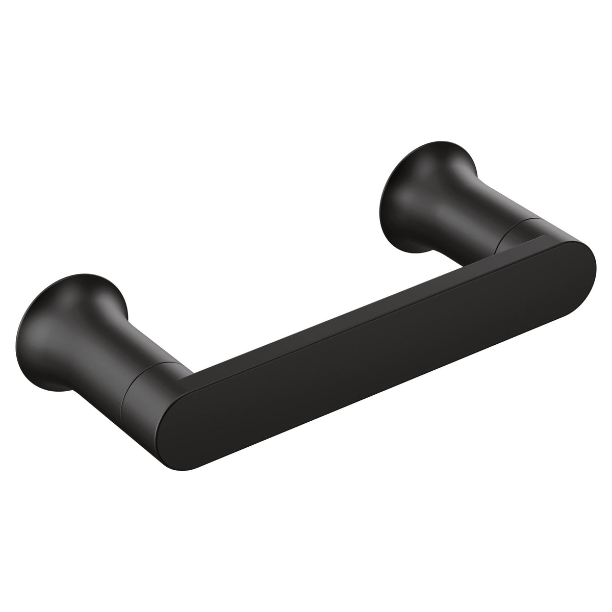 Moen Genta LX matte black wall-mount toilet paper holder with sleek design.