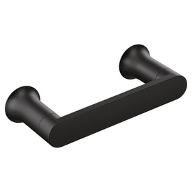 Moen Genta LX matte black wall-mount toilet paper holder with sleek design.