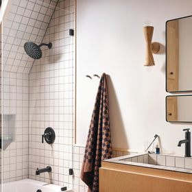 Moen Gibson ADA-compliant hardware details support accessible shower use.