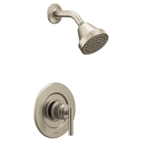 Moen Gibson shower trim close-up in brushed nickel finish.
