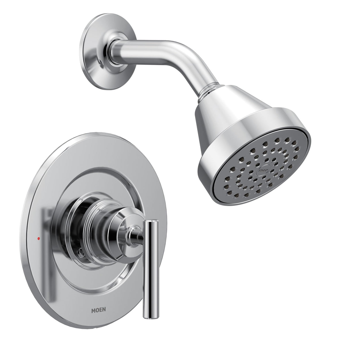 Moen Gibson chrome shower trim close-up highlighting premium reflective finish for any bathroom