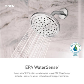Moen Gibson modern-industrial bathroom scene with chic chrome fixtures