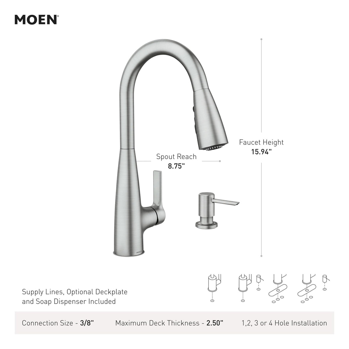 Moen Haelyn Power Boost button delivers faster cleaning and filling.