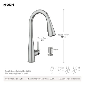 Moen Haelyn Power Boost button delivers faster cleaning and filling.