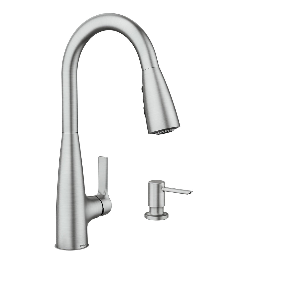 Moen Haelyn spot-resist stainless finish resists fingerprints for a cleaner look.