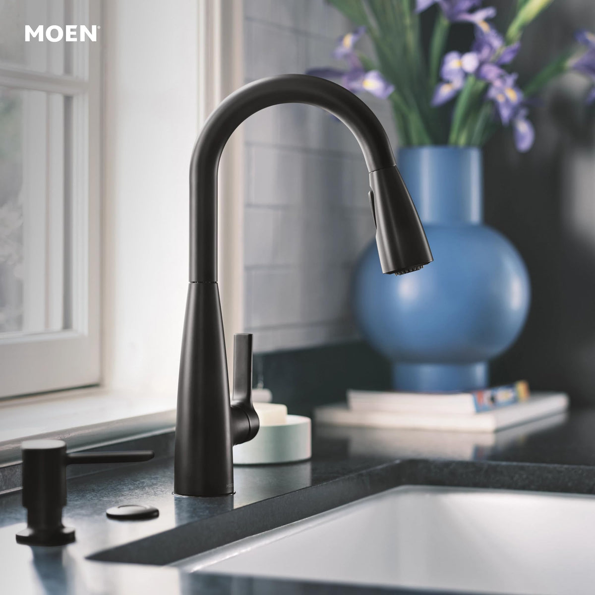 Moen Haelyn water flow close-up highlights a steady, controlled stream.