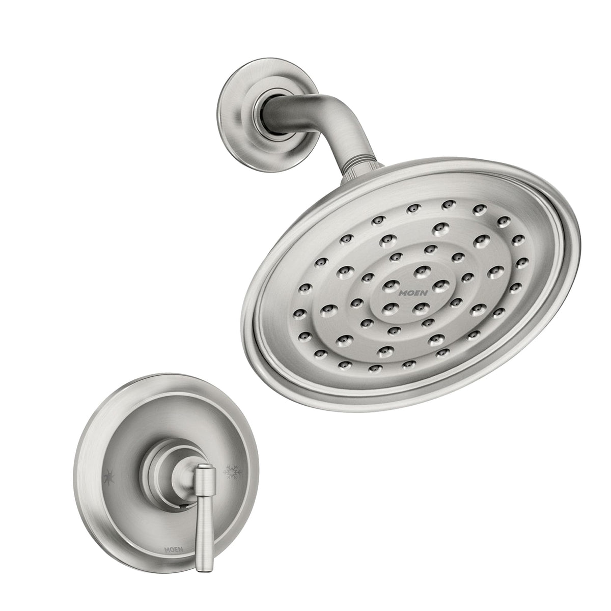 Moen Halle spot-resist brushed nickel shower trim finish resists fingerprints