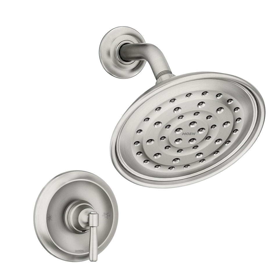 Moen Halle spot-resist brushed nickel shower trim finish resists fingerprints
