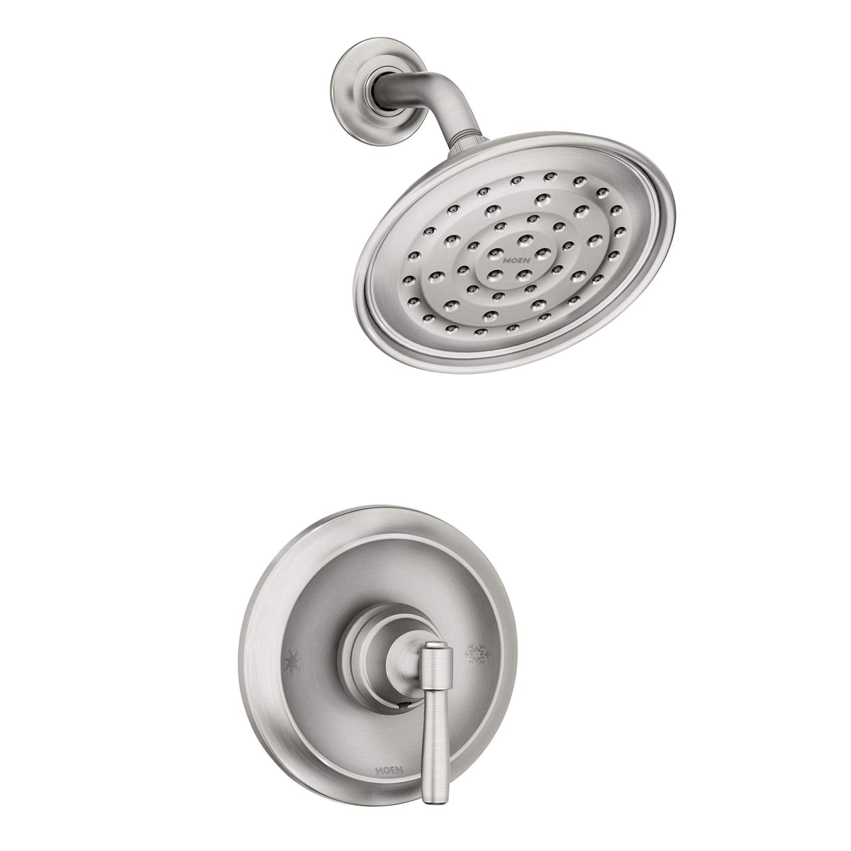 Moen Halle wide rain showerhead shows broad spray coverage for comfort