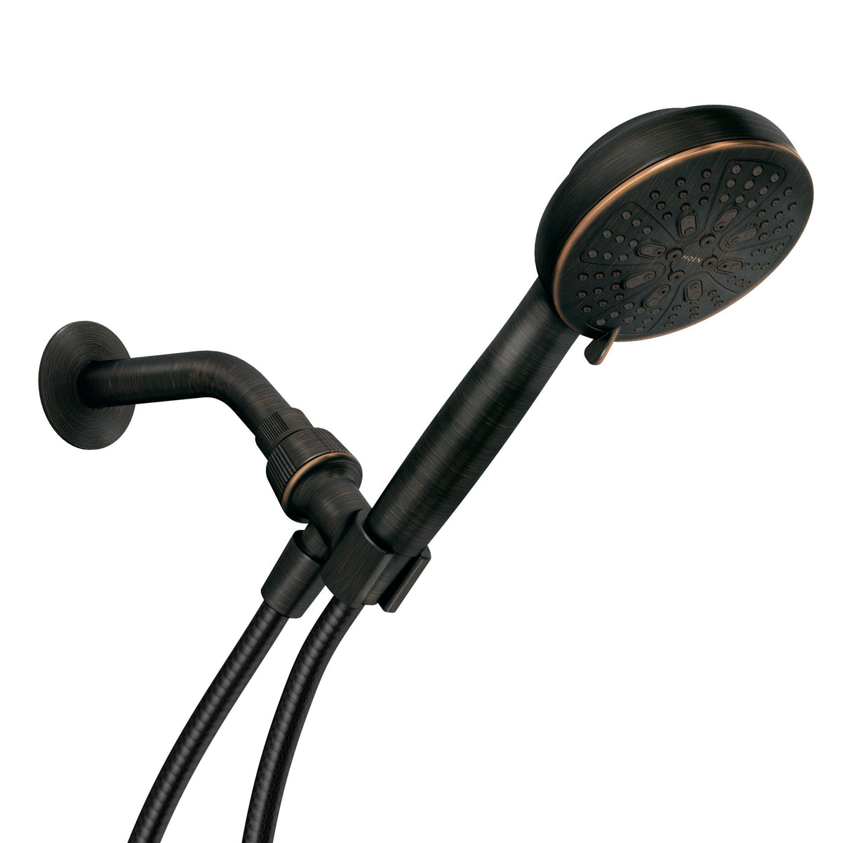 Moen Hydro Energetix shower head in Mediterranean Bronze with a strong spray