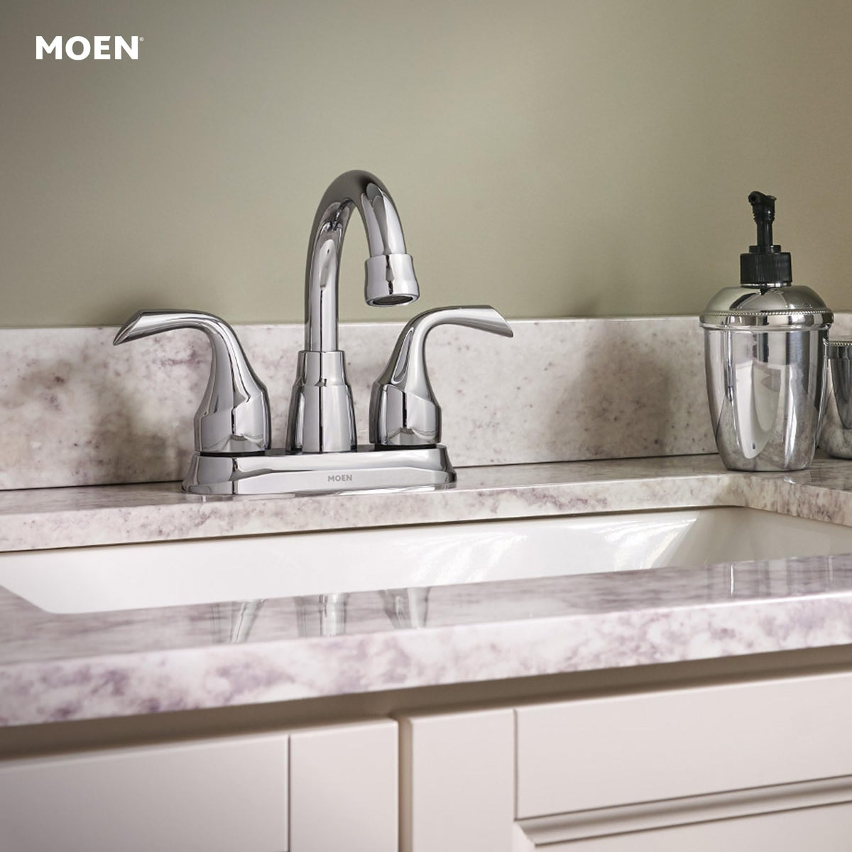Moen Idora ADA-compliant faucet supports accessible bathroom use.