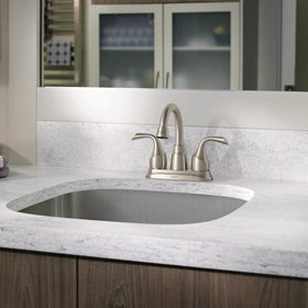 Moen Idora drain assembly included for complete installation.