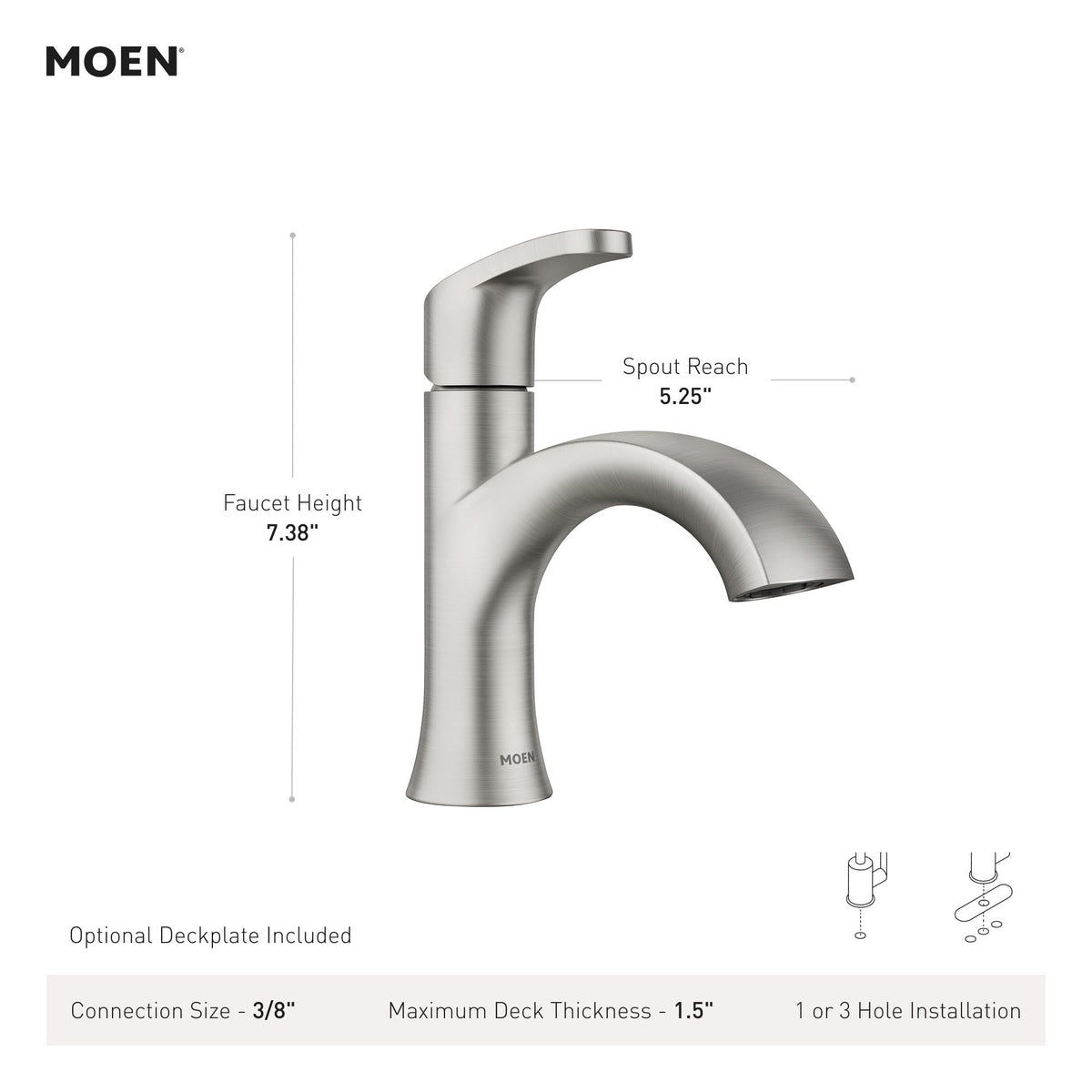 Moen Karis Black Matte with optional deckplate enables versatile 3-hole setups.