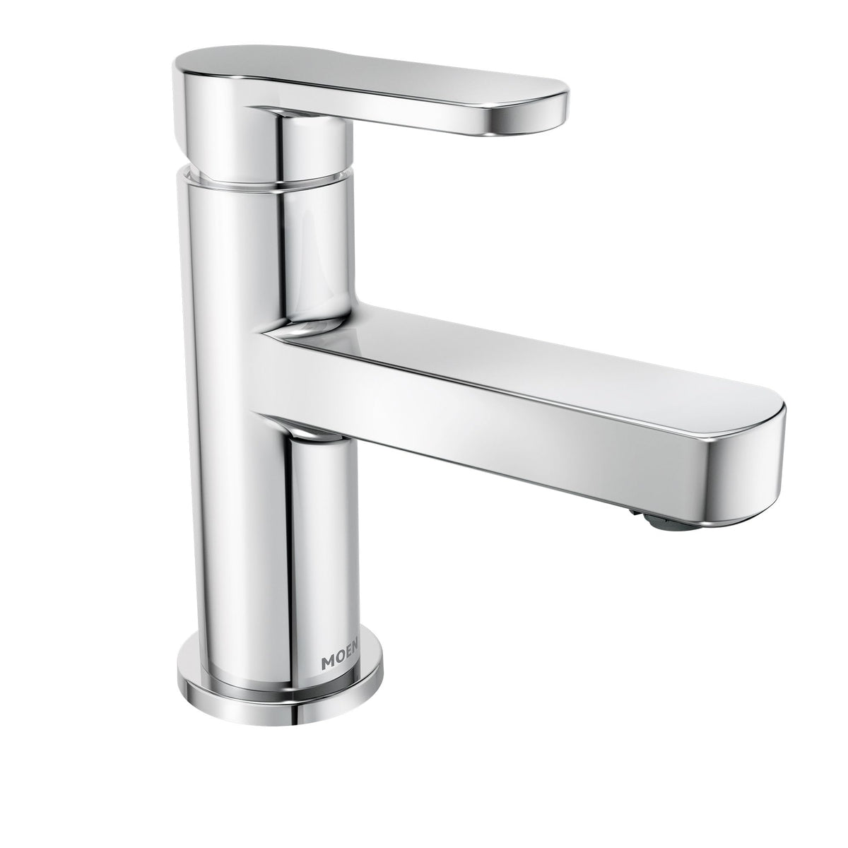 Moen Laris chrome faucet spout angle showcases modern architectural style