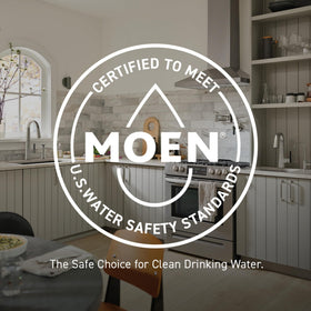 Moen LISO brushed nickel finish resists fingerprints and water spots