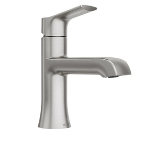 Moen LISO faucet in spot-resist brushed nickel close-up showing fingerprint resistance