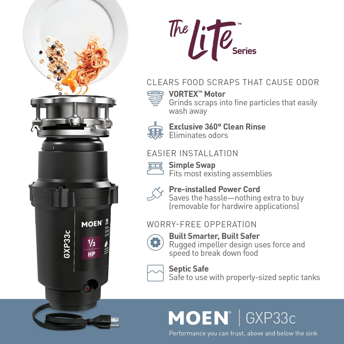 Moen Lite Series Pro compact design reduces clutter under your sink