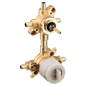 Moen M-CORE transfer valve showing two-device setup for steady showers.