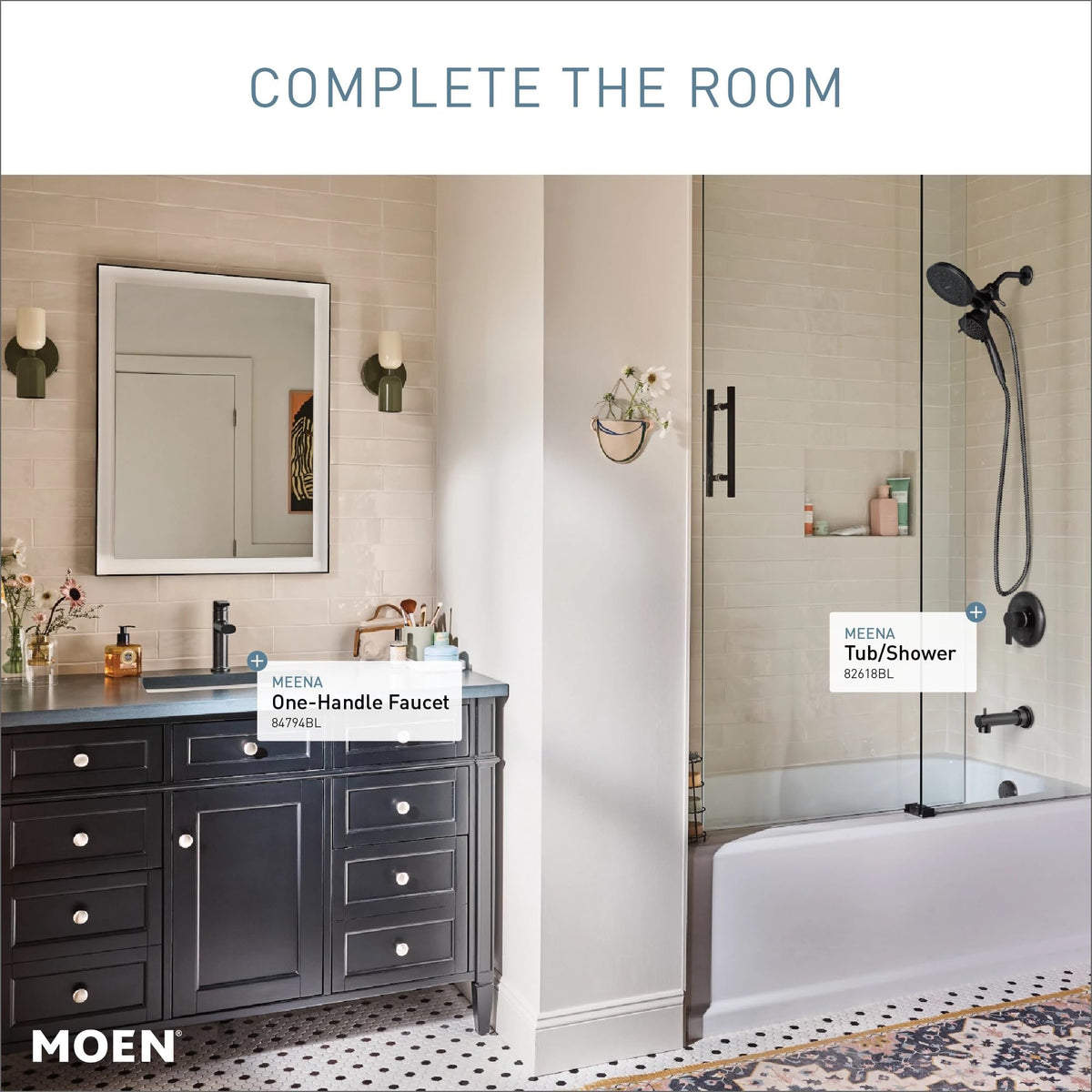 Moen Meena close-up of drain assembly highlights complete setup