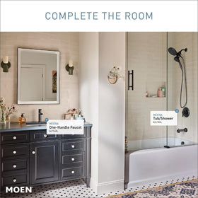 Moen Meena close-up of drain assembly highlights complete setup