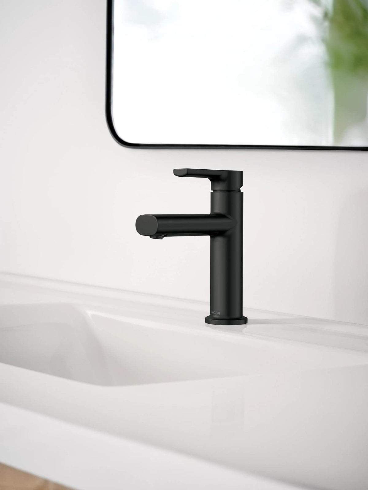 Moen Meena matte black finish resists fingerprints for a sleek, enduring appeal