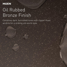 Close-up of Moen oil rubbed bronze finish showing rich texture for classic decor.
