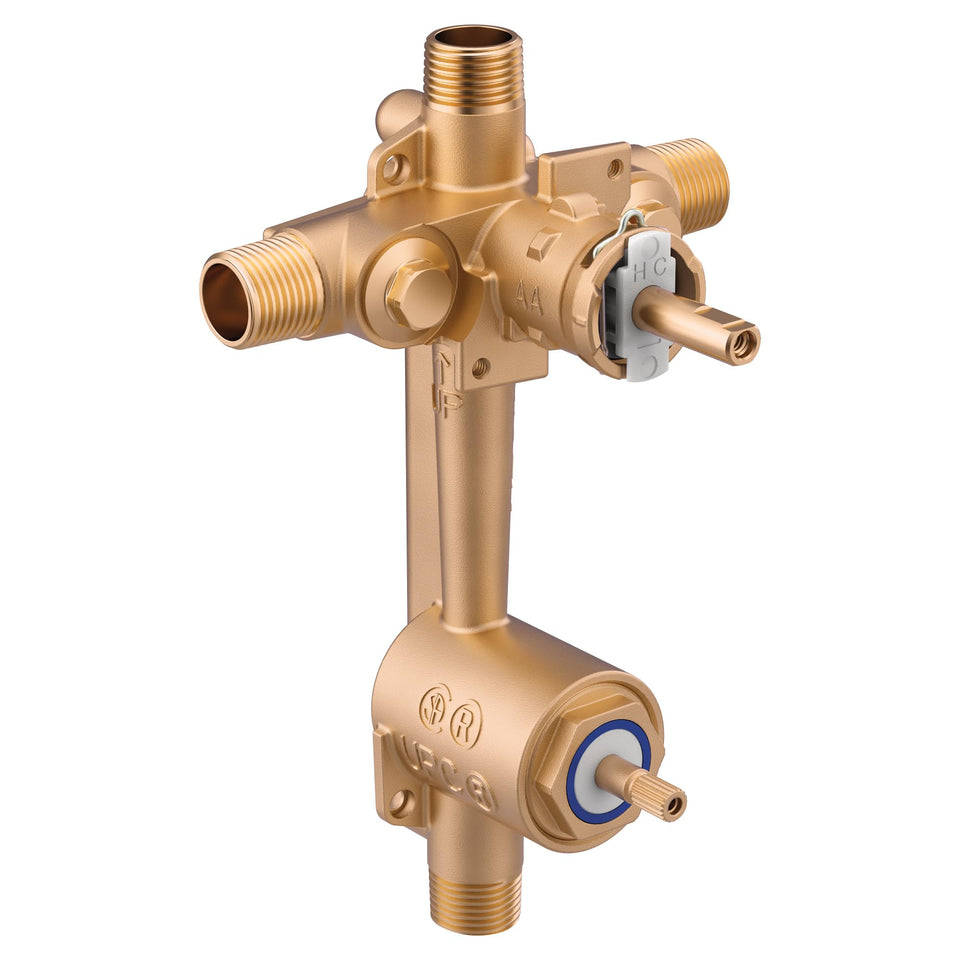 Moen Posi-Temp valve transfer dual outlet closeup for two shower outlets