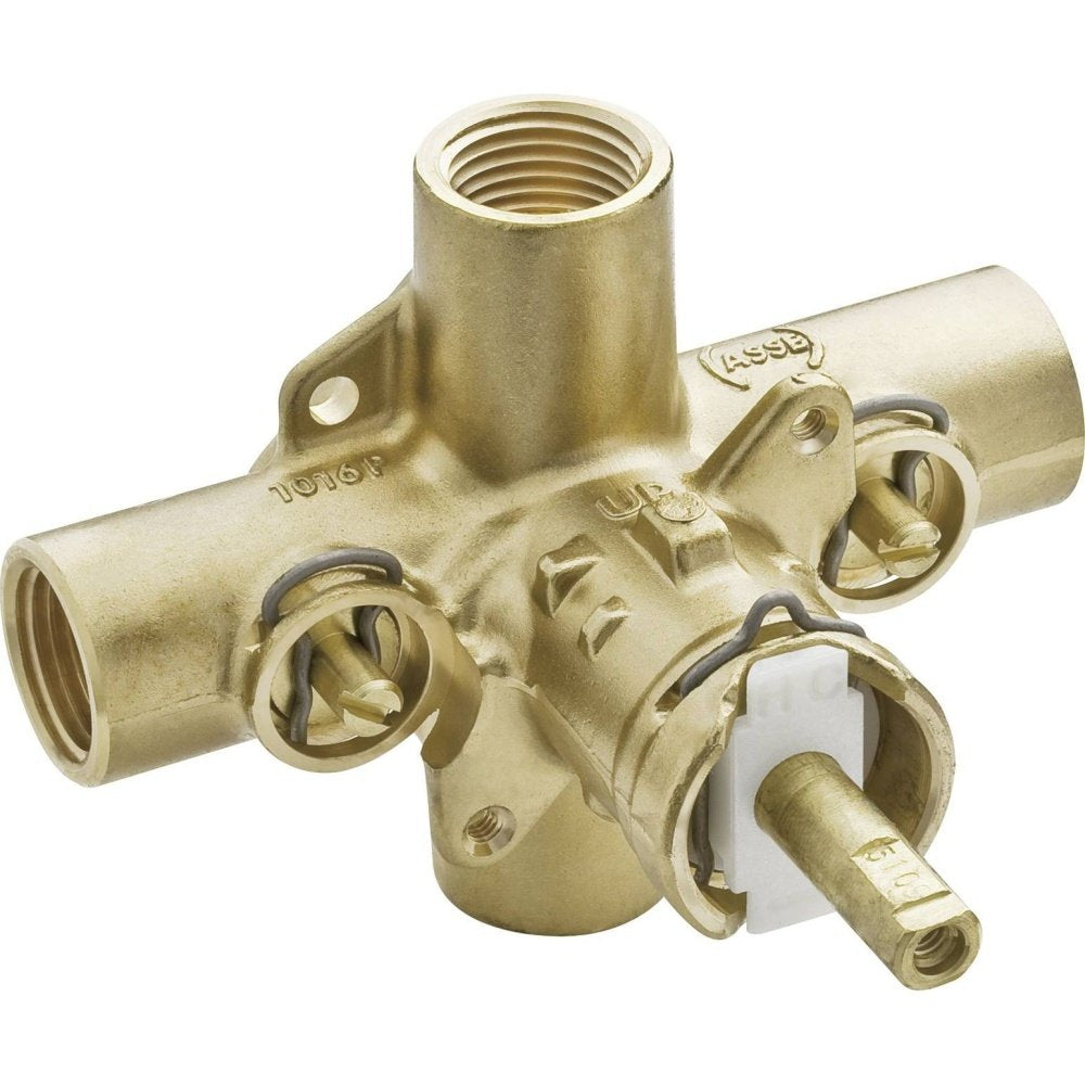 Moen PosiTemp rough-in brass valve for precise shower control.