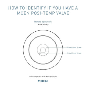 Moen PosiTemp valve shown from side angle with brass body
