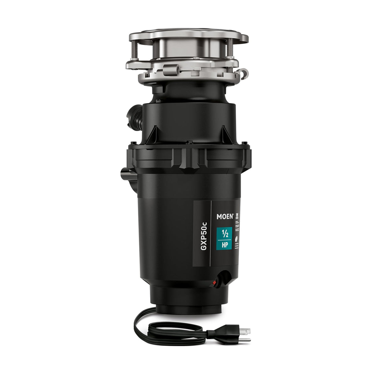 Moen Prep Series PRO disposal front view shows compact under-sink design for easy upgrade.