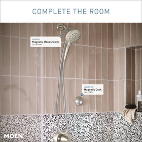 Moen remote dock mounted on wall bracket for a sturdy installation.