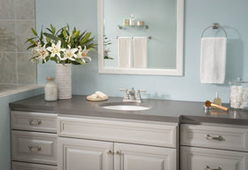 Close-up shows the brushed nickel finish with warm, durable tone.