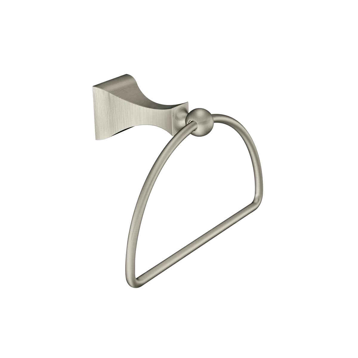Moen Retreat towel ring in brushed nickel adds elegant organization to the bath.