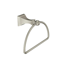 Moen Retreat towel ring in brushed nickel adds elegant organization to the bath.