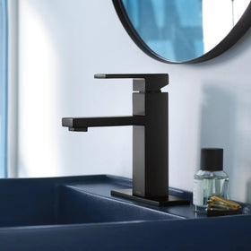 Moen Revyl finish and handle design blends with contemporary bathrooms for a cohesive look.