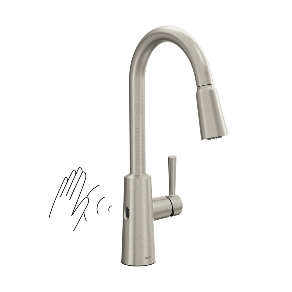 Moen Riley faucet in Spot Resist stainless resists fingerprints for a cleaner kitchen look