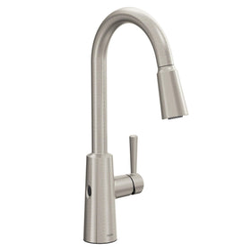 Moen Riley touchless Sensor activation enables hands-free water in busy kitchens
