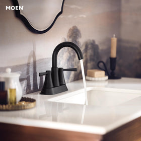 Close-up of matte black finish on Ronan faucet resists fingerprints