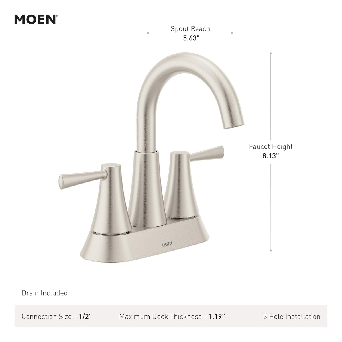 Two-handle controls on Moen Ronan for precise temperature and flow
