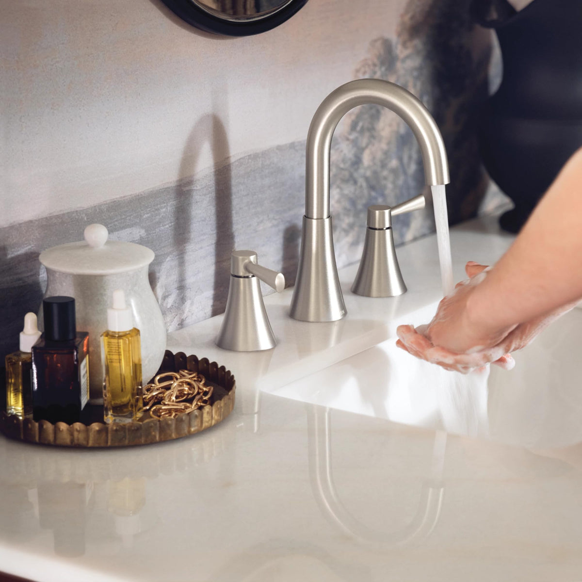 Moen Ronan installed on a modern bathroom vanity