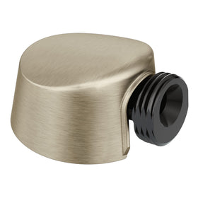 Moen round drop ell hose connector in brushed nickel showing fingerprint resistant finish