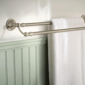 This Moen Sage brushed nickel finish closeup highlights fingerprint resistance.