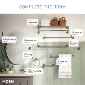 Sage collection coordinates with other Moen bathroom accessories for a cohesive look.